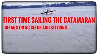 Maiden flight- Sailing RC Catamaran 3d Printed with 7 servos in light wind