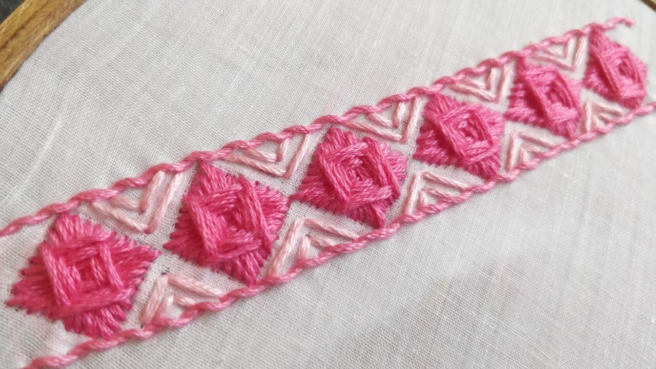 Norwich Stitch Border Design (Hand Embroidery Work)