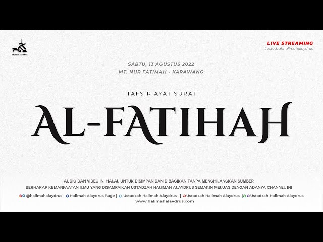 🔴 USTADZAH HALIMAH ALAYDRUS - TAFSIR AYAT SURAT AL FATIHAH class=