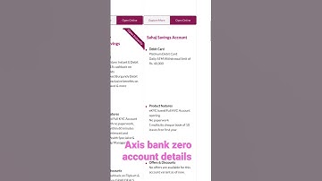 Axis Bank sahaj zero savings account
