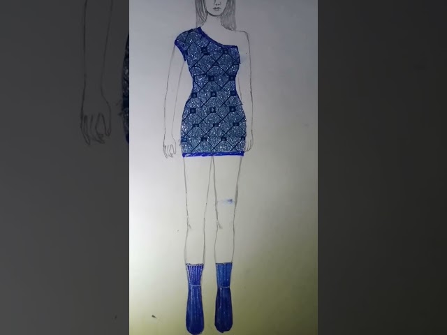 beautiful blue dress design #drawing #art #artist #fashionart #short #shortvideo #artwork #fashion