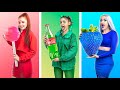 Red vs Green vs Blue Color Challenge! Everything In One Color For 24 Hours