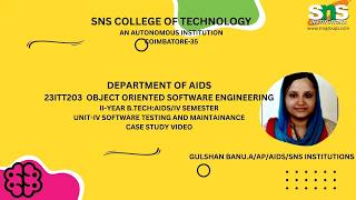 CASE STUDY VIDEO-WATER FALL MODEL|Object Oriented Software Engineering |SNS INSTITUTIONS