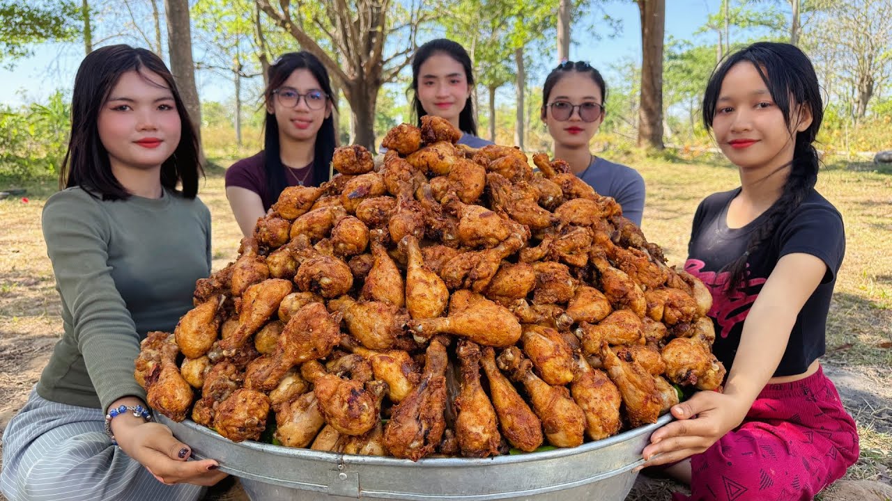 Amazing cooking deep fried chicken and cooking rice recipe