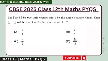 Let p vector and q vector be two unit vectors and α  be the angle between them. Then (p vector + q v