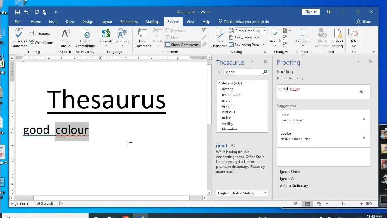 Thesaurus in MS Word YouTube