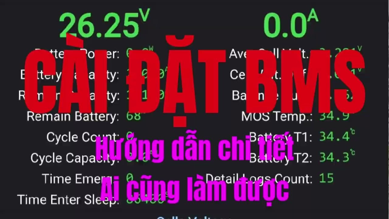 Cài đặt mạch BMS JK 100A - Pin lithium 3.2v 280ah. Hệ 24v -280ah hệ 51.2v 280 tương tự