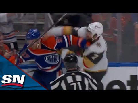 Golden Knights' Alex Pietrangelo Slashes Leon Draisaitl Up High Before Going After Connor McDavid