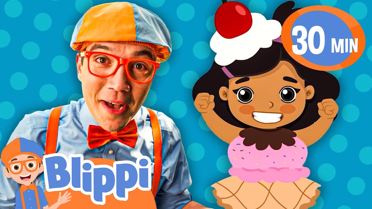 Funny Fun Ice Cream Song Blippi 30 MINS Moonbug Kids Fun Stories and Colors YouTube
