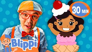 Funny Fun Ice Cream Song | Blippi 30 MINS | Moonbug Kids - Fun Stories and Colors