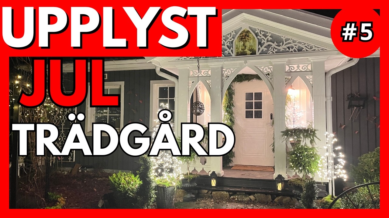 Entrén blir en magisk vinterveranda ✨ + Upplyst mini-Trädgårdsrundvandring