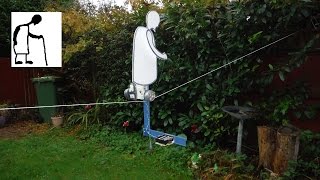 RC Highwire Grandad Unicycles the length of the garden