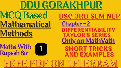 BSc 3rd semester maths | Differentiability | Short trick for MCQ | Mathematical methods | #MathVath