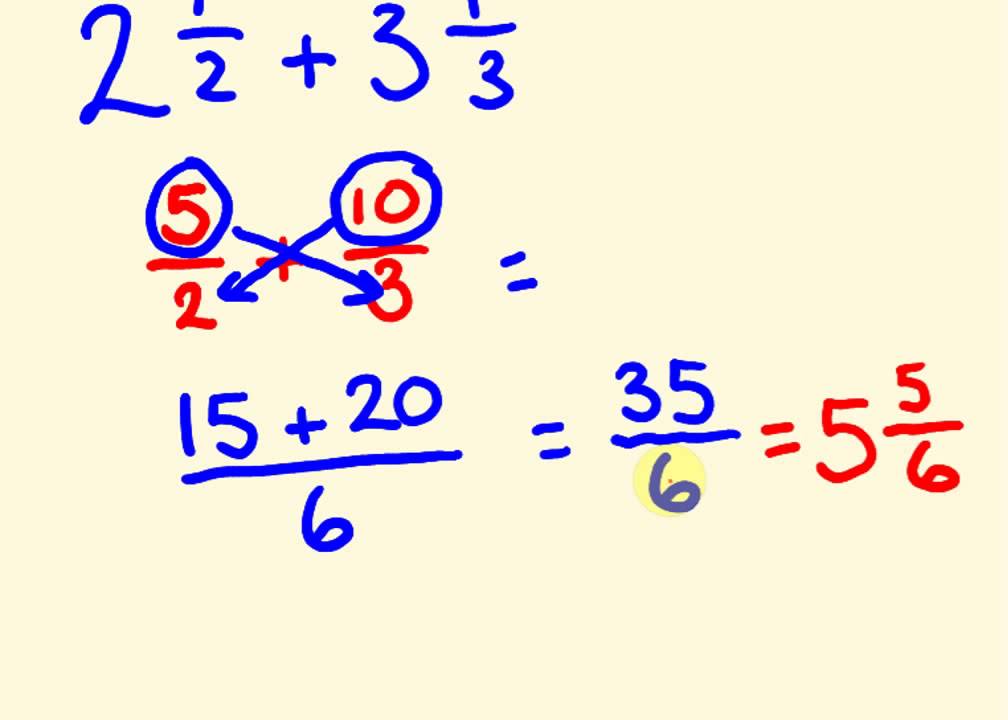 Fractions addition and subtraction the fast way with mixed numbers