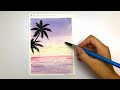 Watercolor painting for beginners : #1 How to paint a watercolor sunset