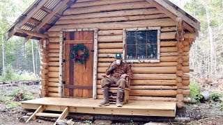 Off Grid Log Cabin In The Woods: New Wood Stove, Canvas Roof, Trail Work