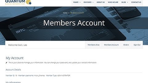 Quantum WordPress Theme - Members Area Overview