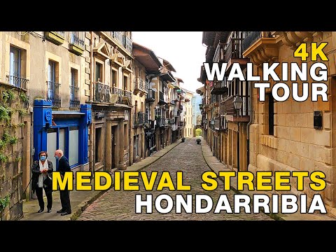 4K Walking Tour OldTown HONDARRIBIA (With Captions), BASQUE COUNTRY, SPAIN 2020 Relaxing Video UHD