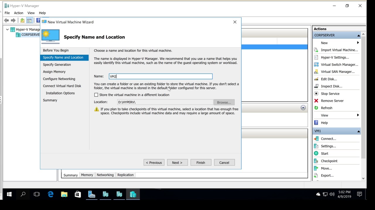 How to create a Virtual Machine in Windows Server 2016 - YouTube