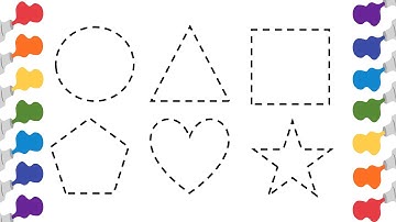 점선 도형을 따라 그리고 색칠하기 | 모양 배우기 | Coloring Shapes and Learn Shapes Names in English | 색칠놀이 | 색깔배우기