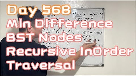 Day 568 - Teaching Kids Programming - Min Difference Between BST Nodes (Recursive DFS In-Order)