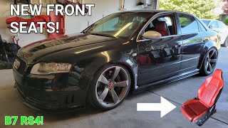 B9 S4 RED FRONT SEATS INSTALL in my 2007 Audi B7 RS4!