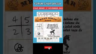 Syair sidney hari ini 27 november 2022
