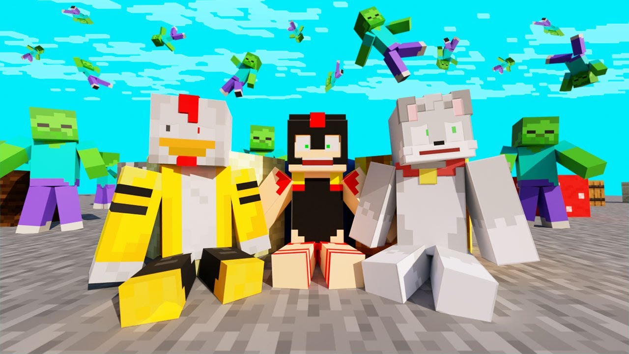 Minecraft PERO CAEN un APOCALIPSIS ZOMBIE del CIELO 🧟 CAEN BLOQUES #2