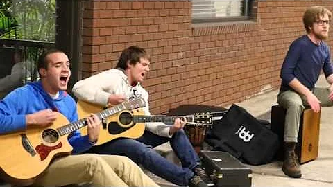 Five Guys In A Hallway Making Music