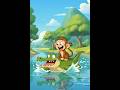 The Monkey's Clever Trick Against the Crocodile 🐒🐊 #kidscartoon #storytelling