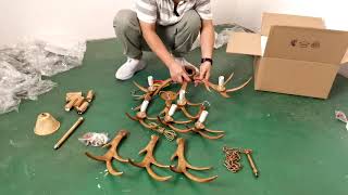 Deer Horn Antler Pendant Lamp 6 Head