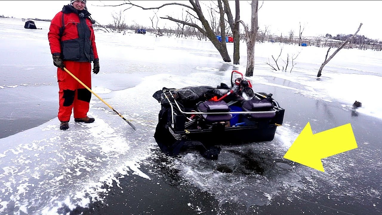 Ice Fishing for Dinner on SKETCHY Ice!!!