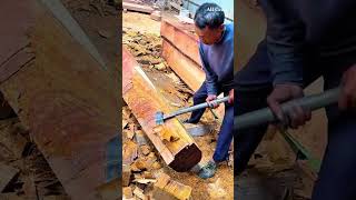 Cutting Wood with an Axe &amp; Perfectly Stacking It! Satisfying Process You Must See