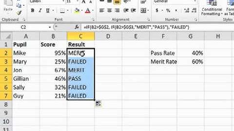 Learning Excel 2010 - Using Nested IF Statements - Tutorial