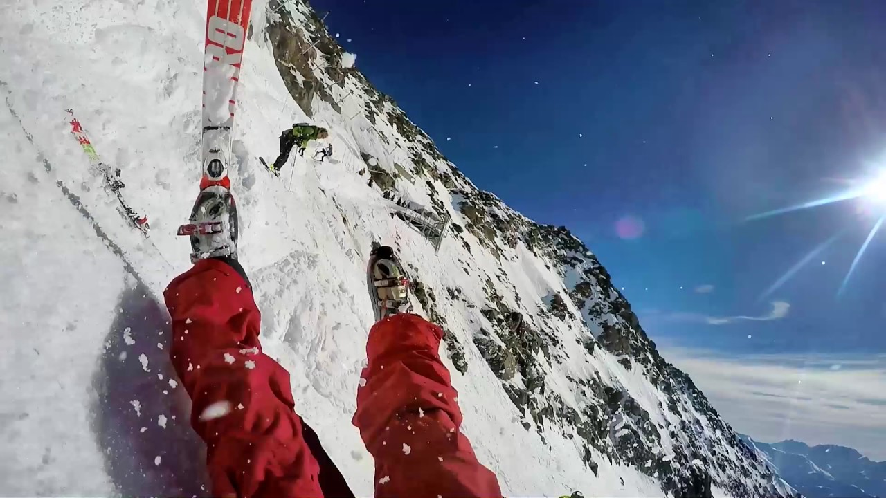 Massive Skiing Fall - Le Tunnel black run - Alpe D'Huez (First Person View)