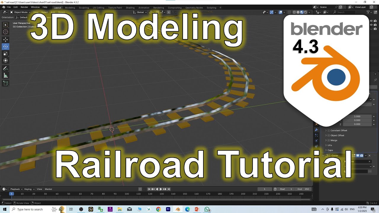 Blender 4.3 Railroad Modeling Tutorial | Array and Curve Modifier ...