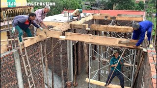 Techniques For Constructing Ceilings With Solid Steel Beams And Using Manual MachineMixed Concrete