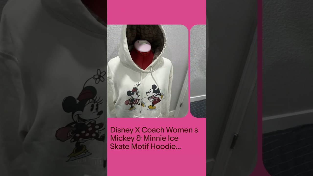 Disney X Coach Women's Mickey & Minnie Ice Skate Motif Hoodie (CL692) ~ Medium