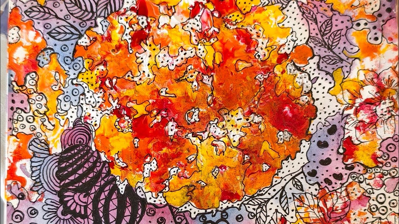 Vibrant Floral Mixed Media Art | Easy Abstract Flower Painting Tutorial#Viral#Youtube#Trending