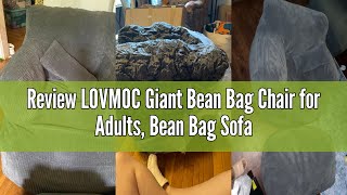 Review LOVMOC Giant Bean Bag Chair for Adults, Bean Bag Sofa Chair with Ottoman, Comfy Reading Chair