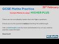 GCSE MATHS - 5-a-day - HIGHER PLUS - 26th February