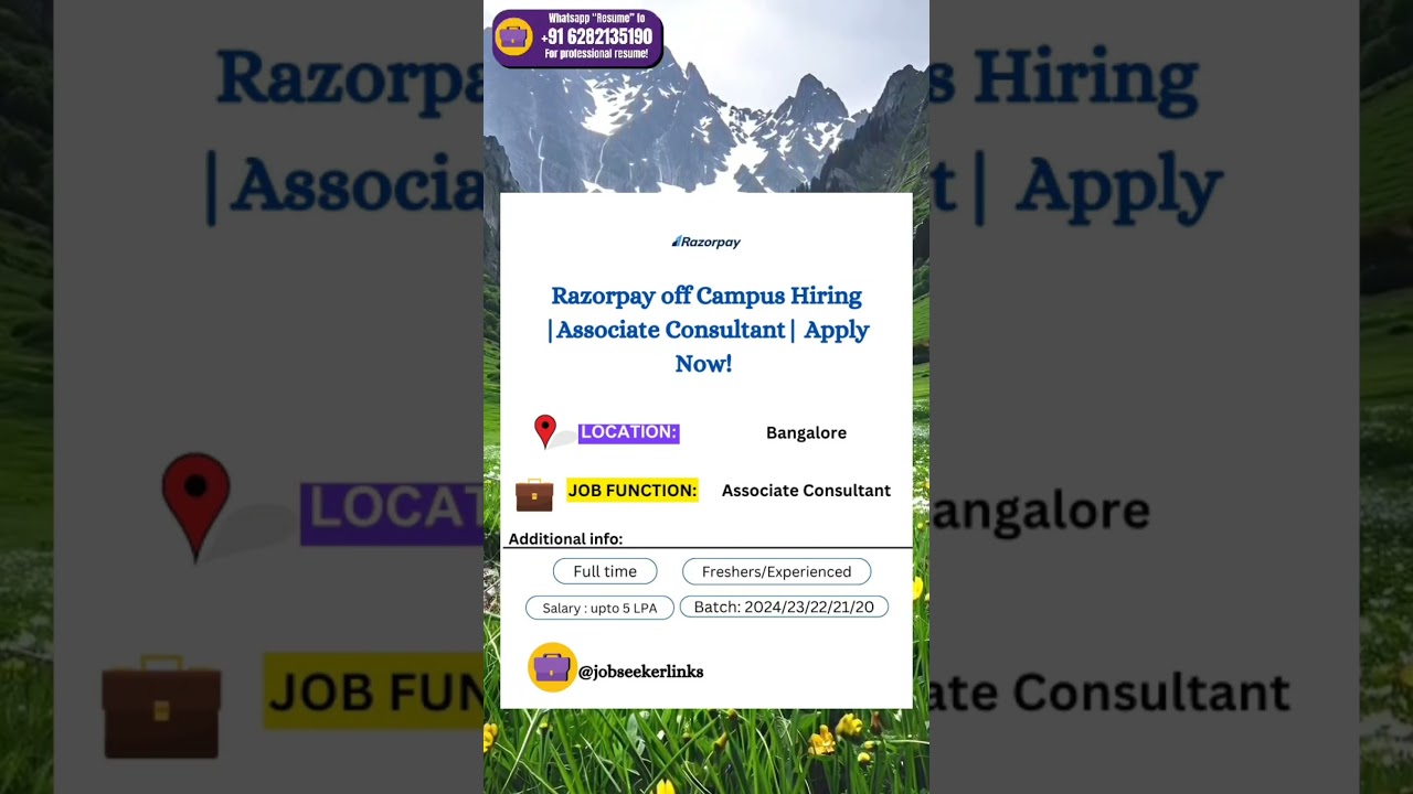 Razorpay off Campus Hiring|Associate Consultant |Apply Now|