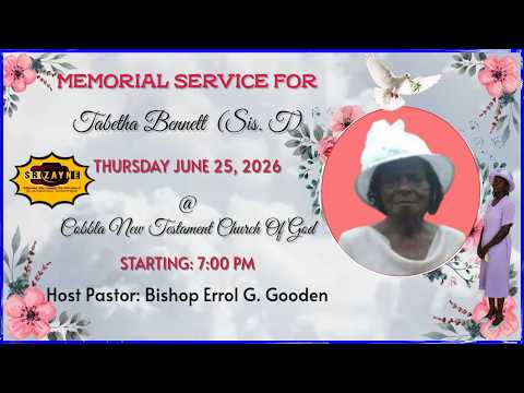 Memorial Service For Tabetha Bennett (Sis. T) @ Cobbla New Testament Church Of God. #trending