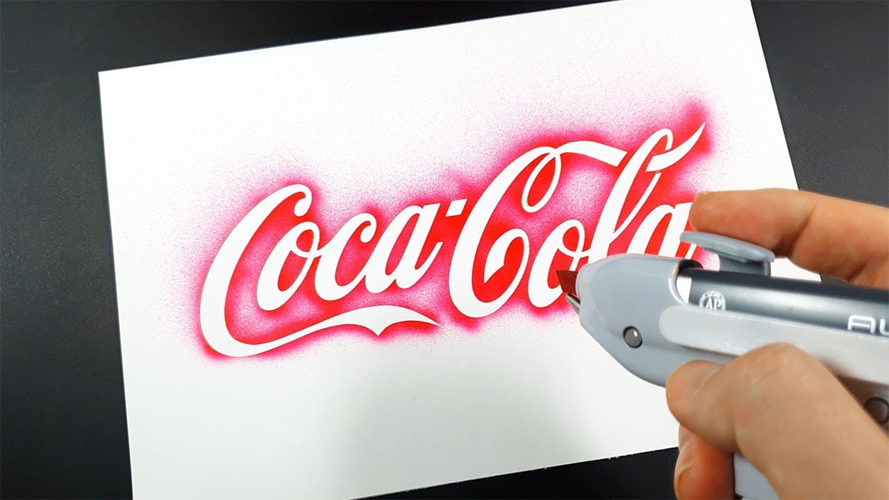 How to draw Coca Cola logo with a stencil | Logo art | Stencil art ...
