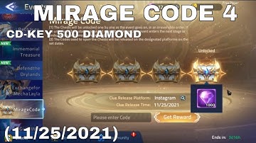 MIRAGE CODE 4 (11/25/2021)  -  1000 DIAMOND ► MOBILE LEGENDS ADVENTURE