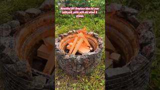 Diy Backyard Fire Pit Old Wheel & Stones Project