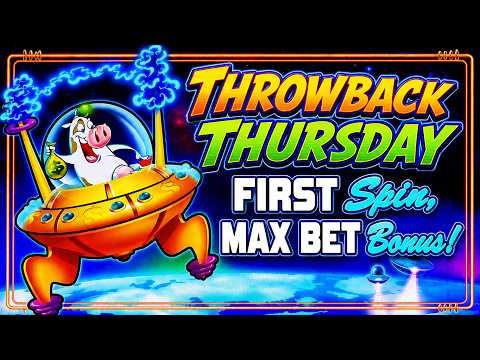 FIRST Spin, MAX BET Bonus! Invaders Return from the Planet Moolah slot for Throwback Thursday!