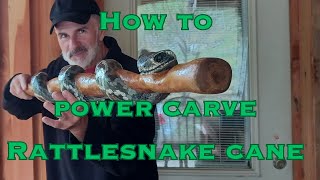 Carving Rattlesnake cane/walking stick. part 1
