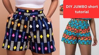 How to cut a baggy short pant with an elastic waistband and a side pocket | Beginner tutorial