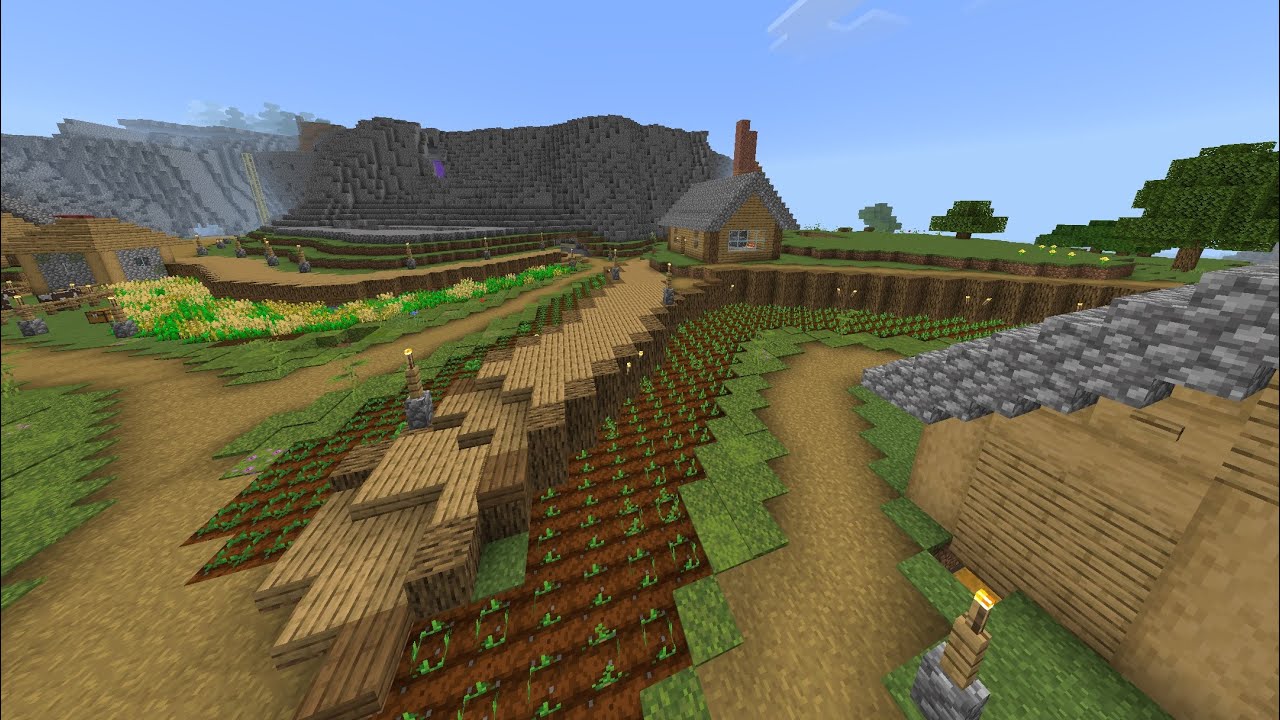 Harvesting my carrot and potato farm in my survival world Minecraft